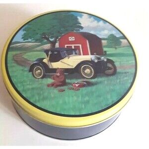 Vtg Tin  Bear & Cookies Antique Cars Fresh Beginnings Farmhouse Country Barn